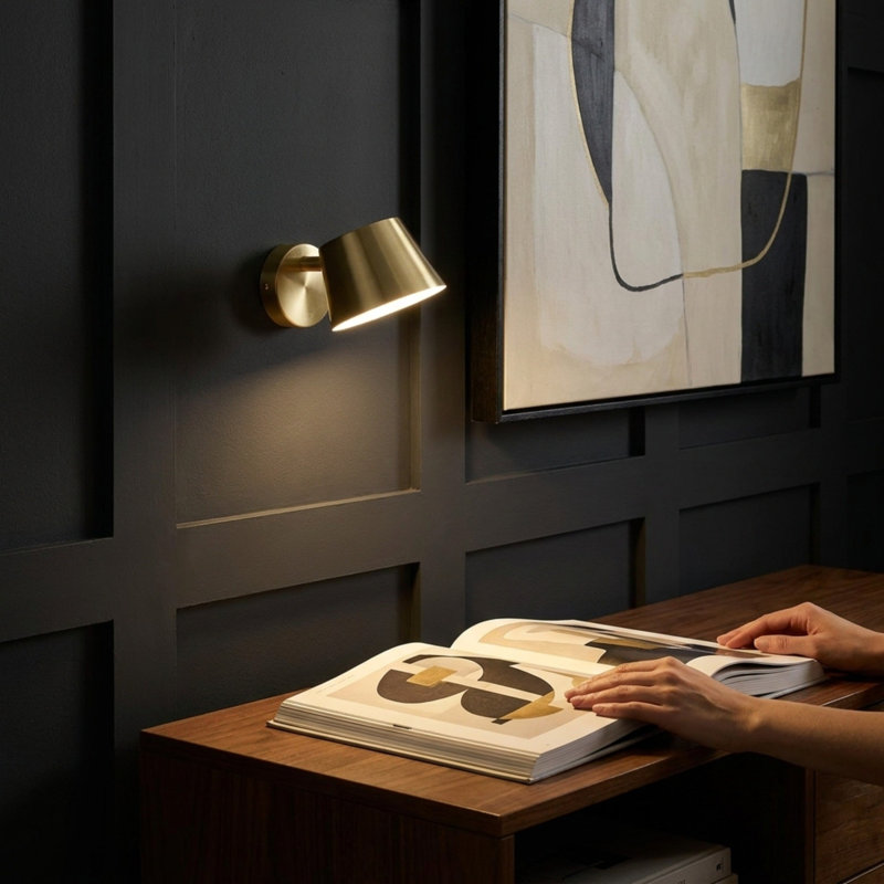 Aluminium LED Armed Sconce, Brass