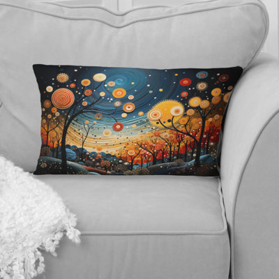 Orange Mid Century Natures Harmony I - Abstract Midcentury Printed Throw Pillow