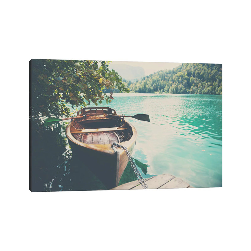 A Row Boat On Lake Bled In Slovenia by Laura Evans - Gallery-Wrapped Canvas Giclée on Canvas, Wrapped Canvas