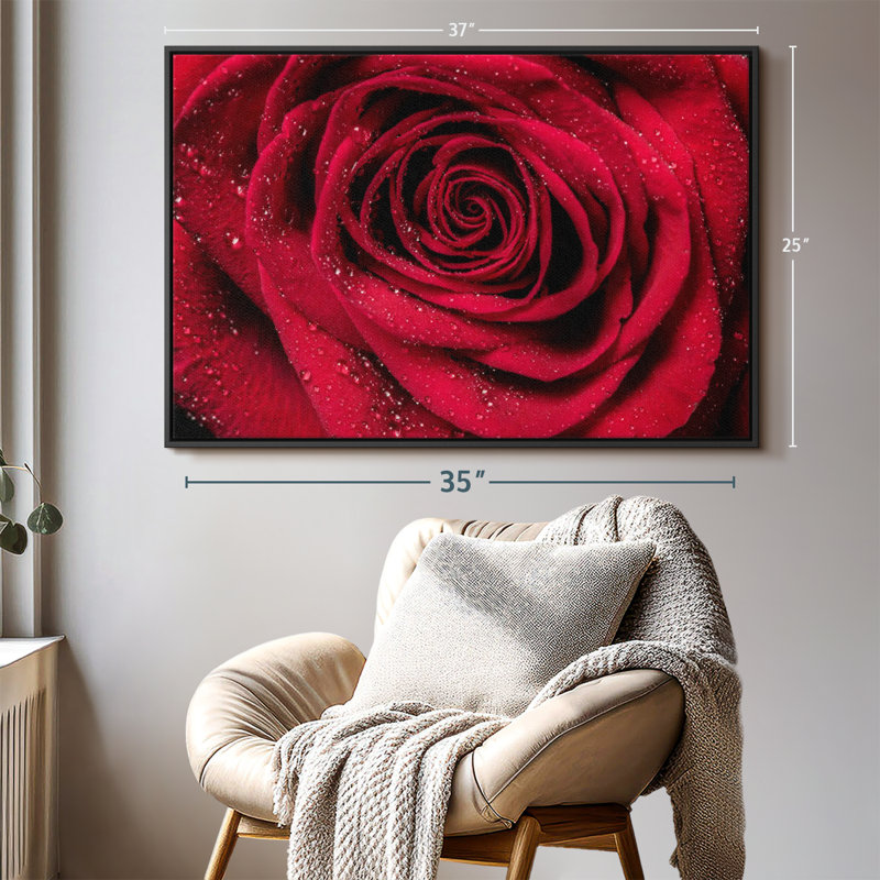 Velours rouge rosé sur toile, H 25 po x l 37 po