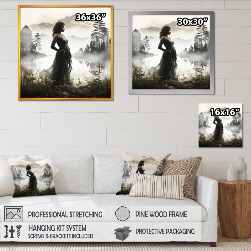 Forest Forest Pregnant Serenity sur impression sur toile, H 30 po x l 30 po x P 1 po, Cadre simple noir