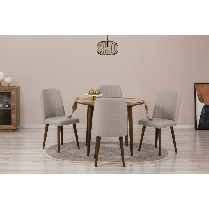 Ensemble de table et chaises de salle à manger extensible D urguard (5 pièces), Brun/crème