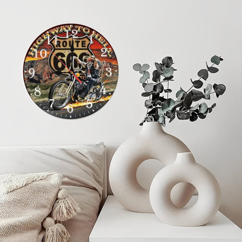 Horloge murale en bois 10 po, mouvement silencieux, à piles (piles AA non incluses), décor artistique, parfait pour les décorations
