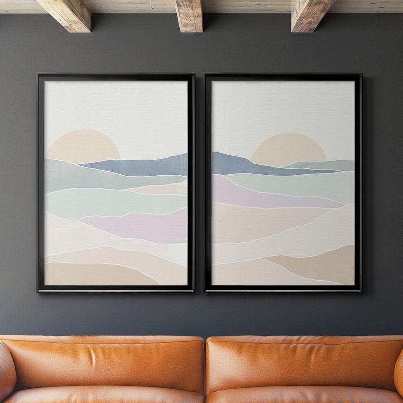 Vague tableau I, toile encadrée de qualité supérieure - prête à être accrochée, H 24,5 po x l 37 po x P 2,5 po, Noir