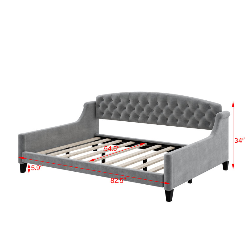 Full Size Modern Luxury Tufted Button Daybed, Gray