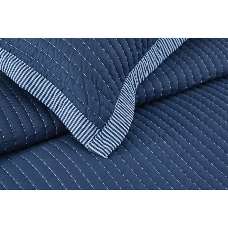 Bedspread Coverlet Lightweight Soft Quilt Bedding Set, Queen Quilt + 2 Standard Pillow Sham, Navy Corduroy