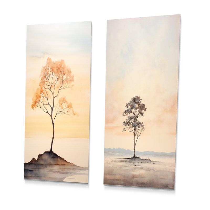 Ensemble de 2 décorations murales en métal Beige, H 28 po x l 24 po