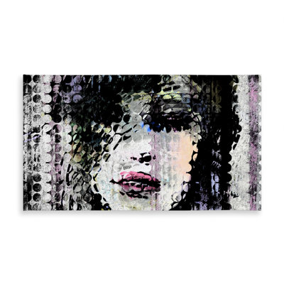 Black Retro Tablecloth - Abstract Colorful Woman Face Decor