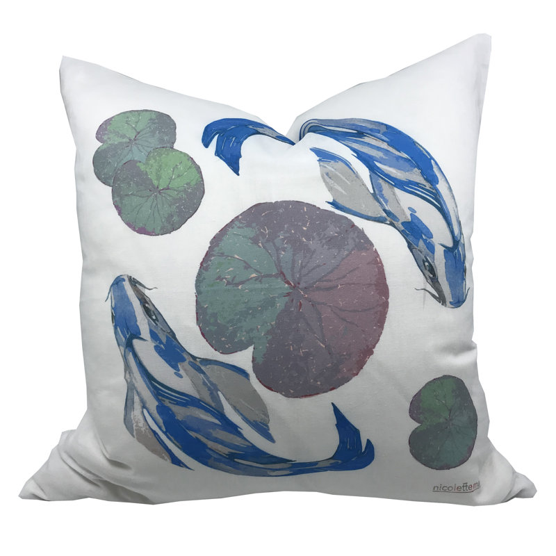 Koi Square Pillow Cover & Insert, Blue