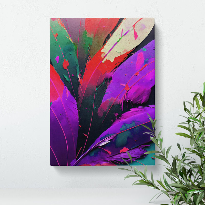 Paint Drip Feathers No.2 - Wrapped Canvas, 60cm H x 40cm W x 3cm D