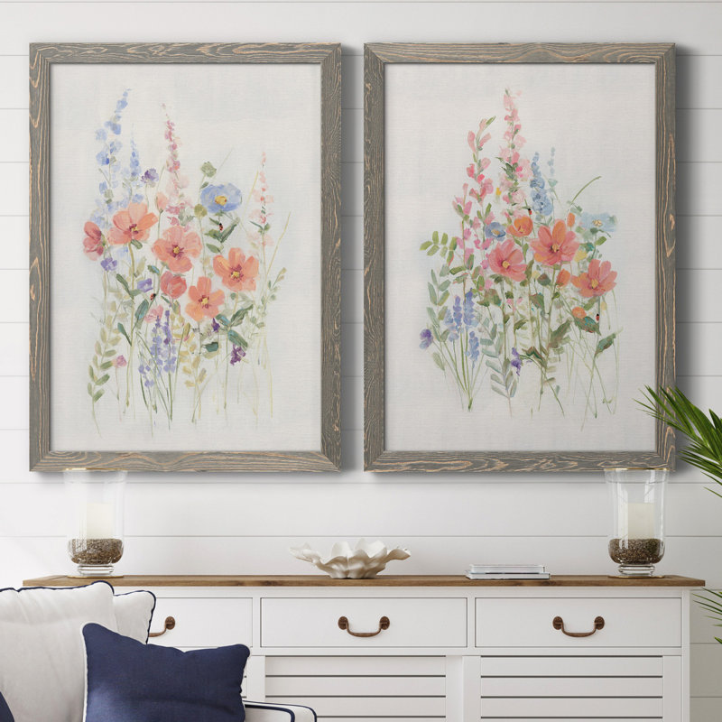 «Sweet Summer Picks I», ensemble de 2 reproductions d'art, H 44 po x l 31 po x P 1 po, Toile avec cadre gris, Pas de tapis