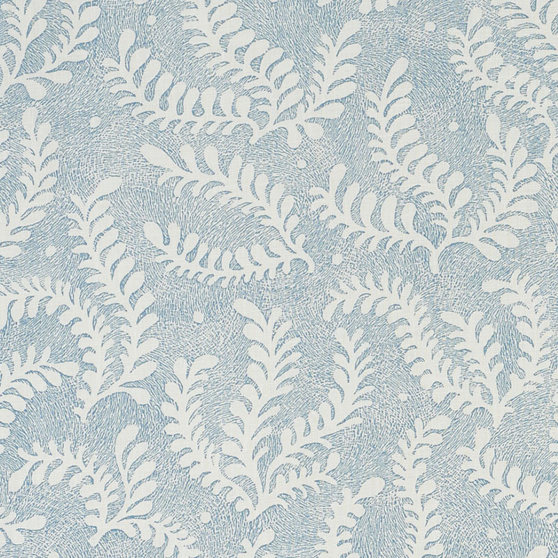 Etched Fern Fabric, Blue