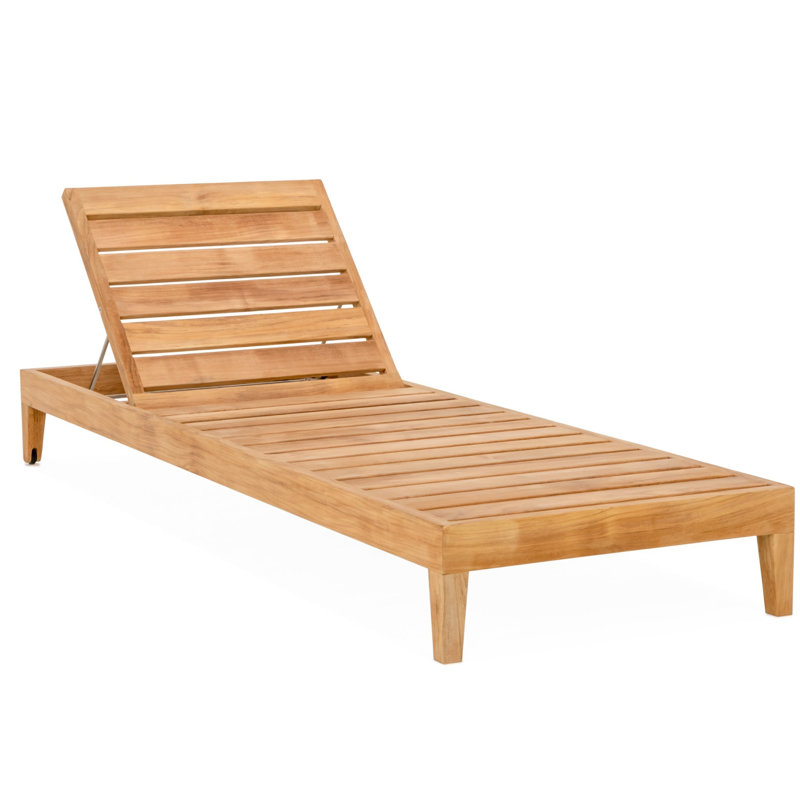 Classic Teak Chaise Lounge - Charcoal, Silver