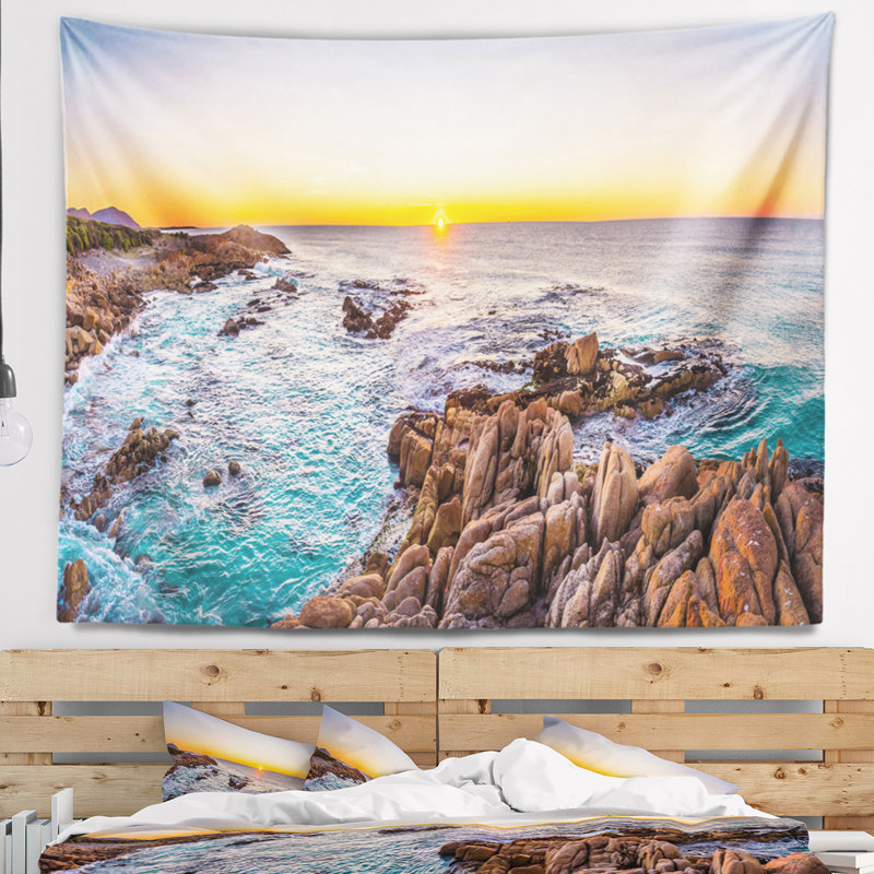 Tapisserie de plage en polyester à freycinet np avec accessoires de suspension inclus, H 32 po x l 39 po