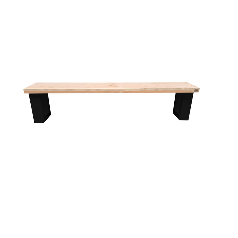 Elodia Solid Wood Bench, 43cm H x 160cm W x 38cm D, Oak/Black