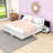 Wooden Floating Platform Bed with Built-in Nightstands and LED Lighting-344177087-344177084