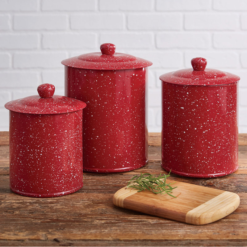 Ensemble de pots en émail granite Brayden Studio® - rouge, Rouge