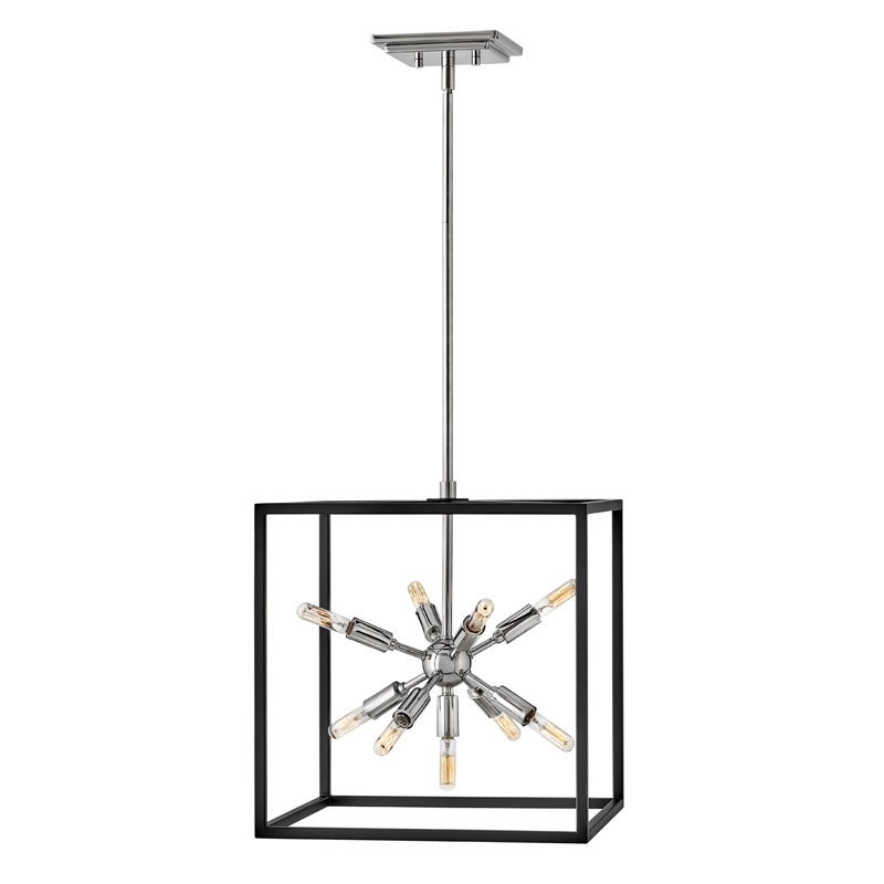 Petit luminaire suspendu, Noir avec accents nickel poli