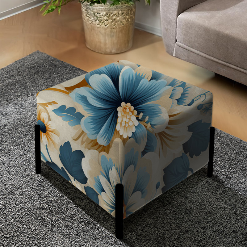 Repose-pieds carré bleu Flourish