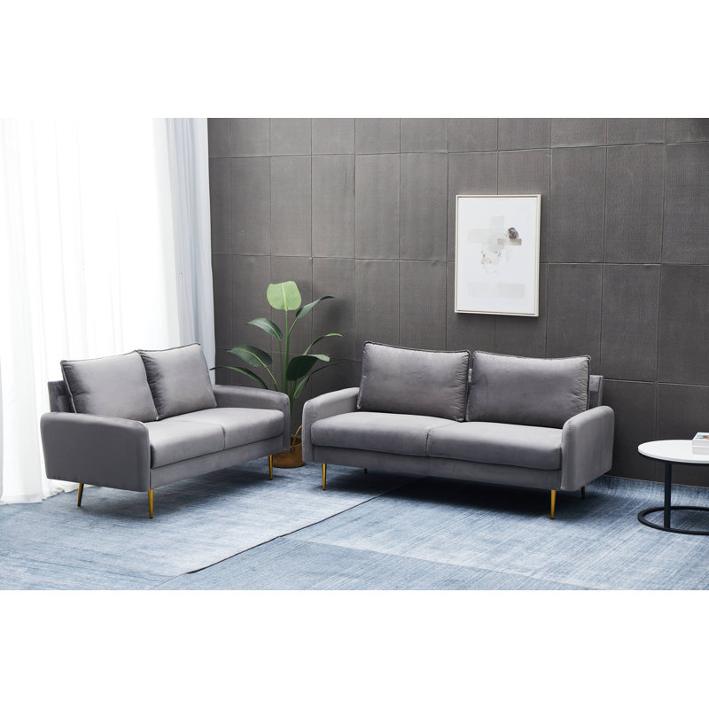 Ensemble de salon 2 pièces en velours, Velours gris