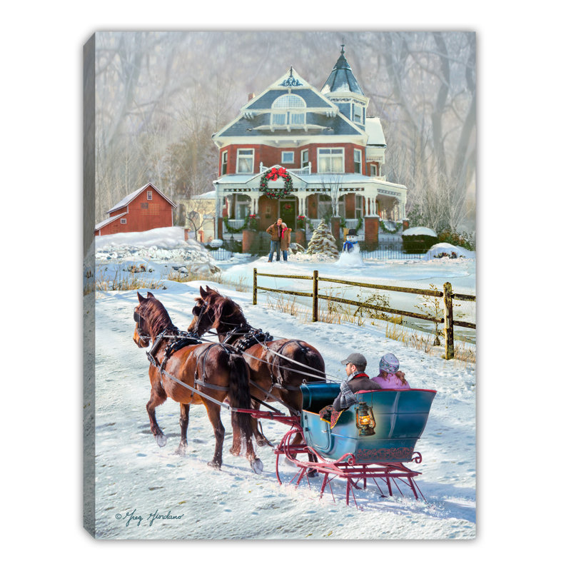 Sleigh Ride 8x6 Mini Lighted Easel Back Canvas