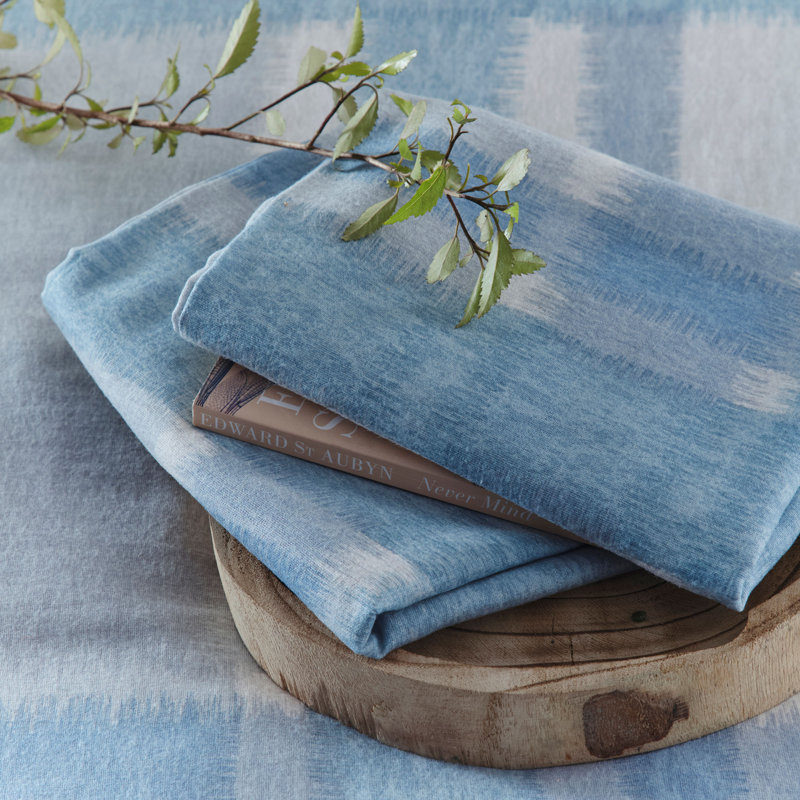 Verbier Cotton Chequered Duvet Cover Set with Pillowcases, Blue, Double Duvet Cover + 2 Standard Pillowcases