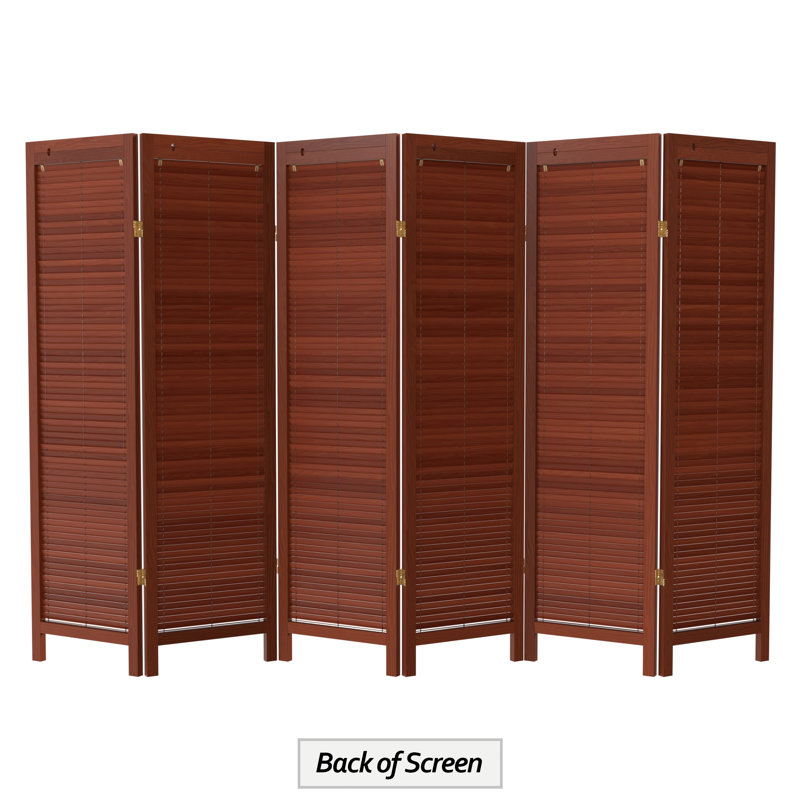 6 Ft. Tall Adjustable Shutter Room Divider White 3 Panel, 6, Walnut