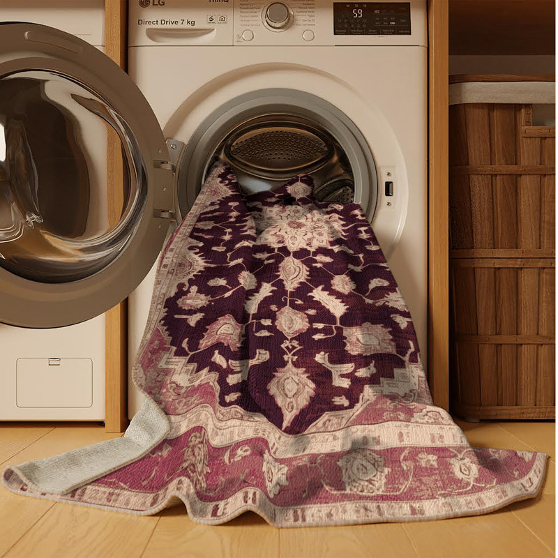 Tapis brun lavable à la machine, Carré 5 pi