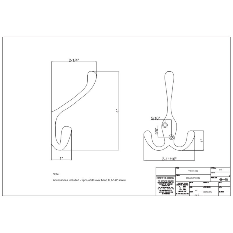 Metal Wall Hook, Brushed Oil Rubbed Bronze