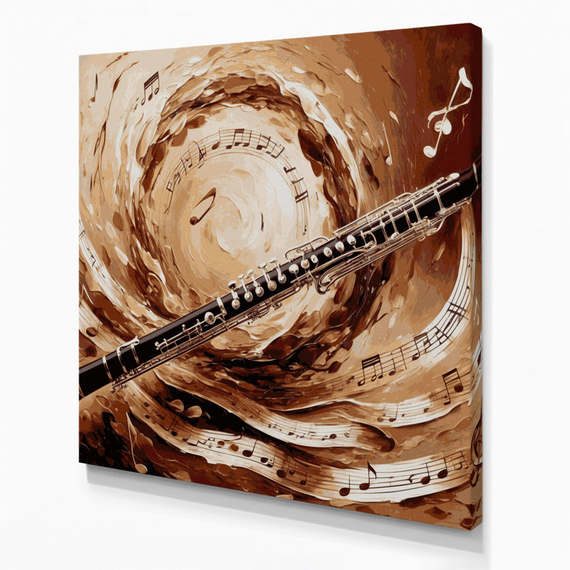 «Music Bassoon Brown», art mural sur toile, H 12 po x l 12 po