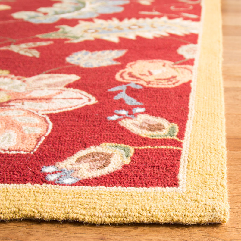 Chelsea Hand Hooked Wool Floral Rug, Rectangle 5'3" x 8'3"
