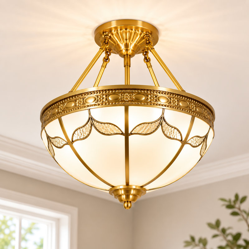 Plafonnier semi-encastré 4 lumières style Tiffany
