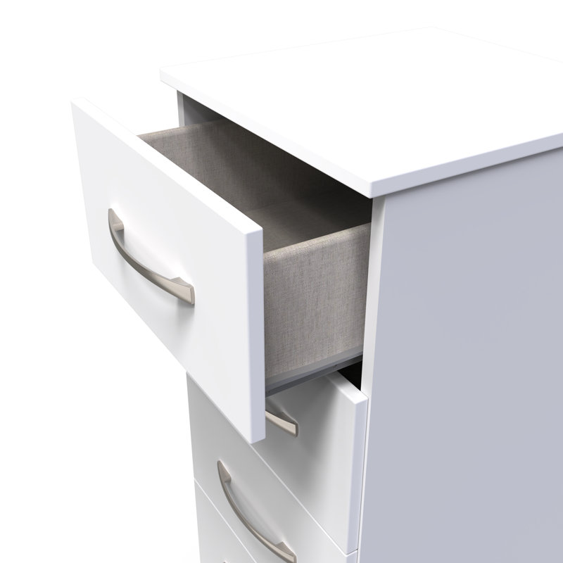 Fully Assembled Alinuswe 5 - Drawer Chest of Drawers, White Matt