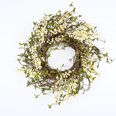 24" Artificial Farmhouse Twig Foliage Leaves Berry Fall Harvest Front Door Wreath Thanksgiving Day Decor