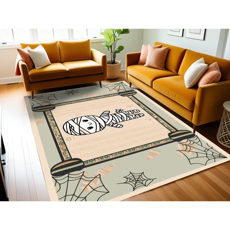Tapis de Noël lavable The Holiday Aisle® Halloween, Rectangulaire 3 pi x 5 pi