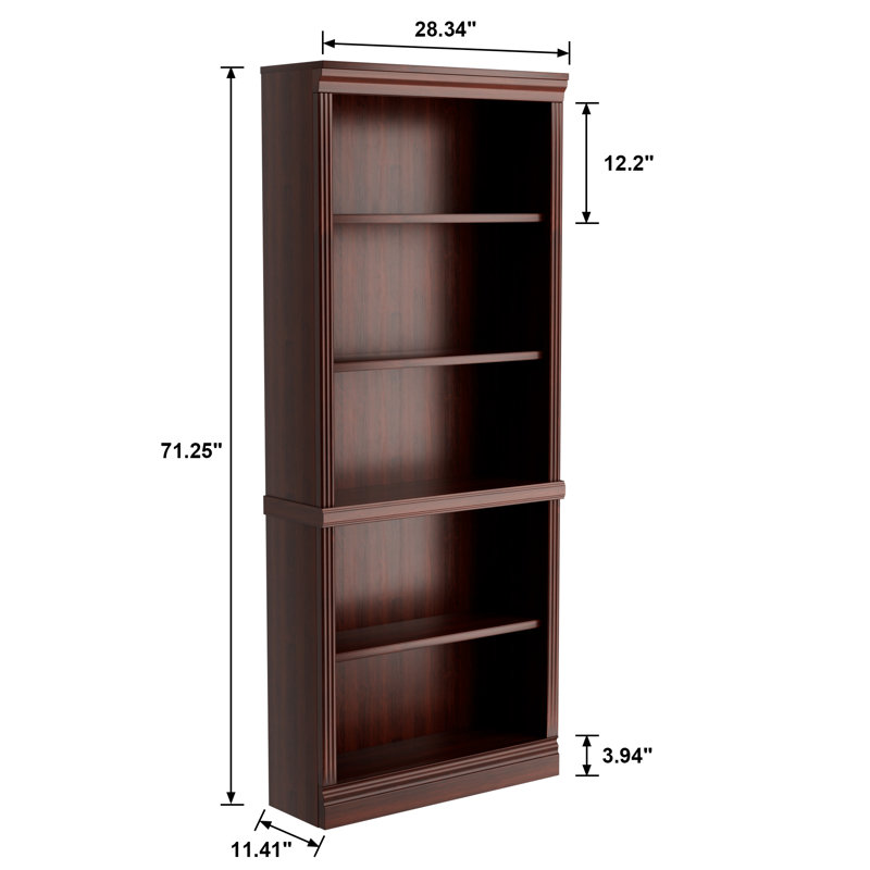 Chyenna 71.25'' H Bookcase With 5 Display Storage Shelves, Red