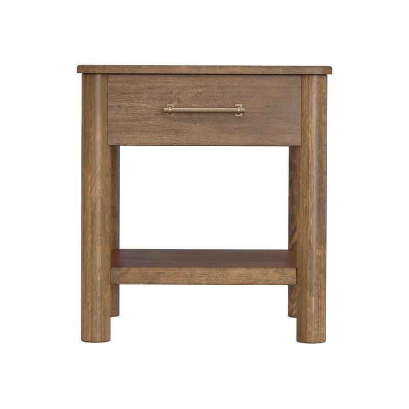 Quinn Solid Wood End Table with Storage, 25.5" H x 23.5" W x 23.5" D