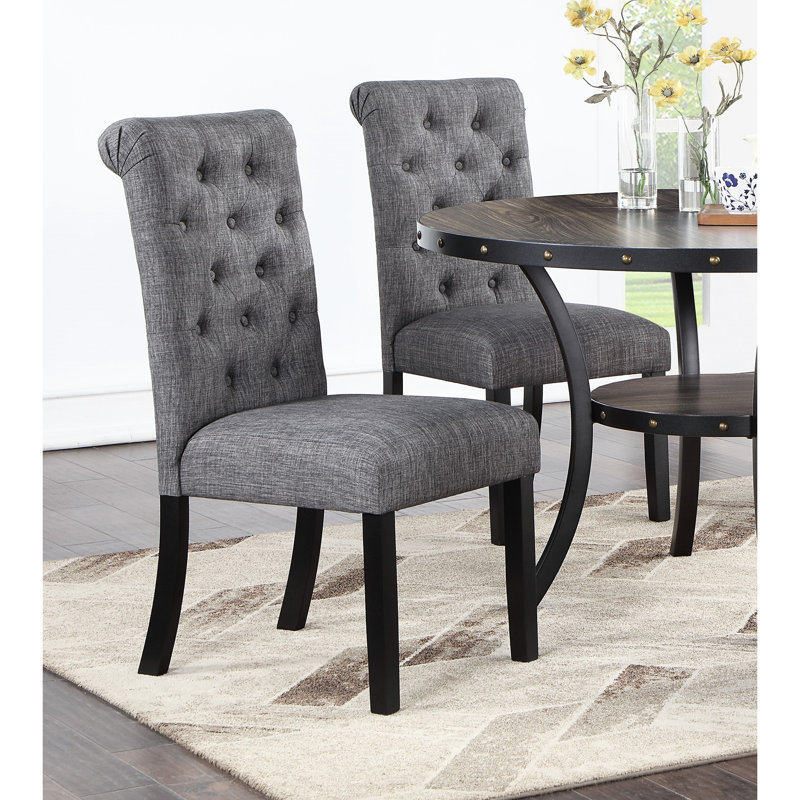Chaises de salle à manger contemporaines gris anthracite de 2 places assises avec dossier rembourré