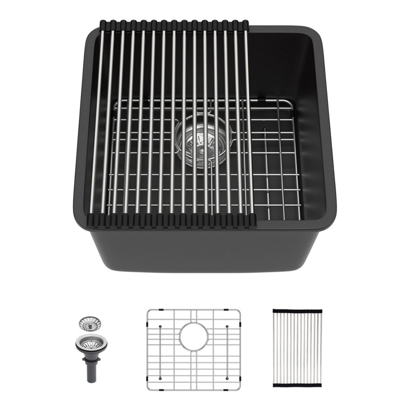 Évier de cuisine durable, évier de bar moderne compact en quartz 17,3 po pour la cuisine
