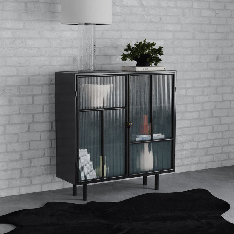 Maurus 2-door Accent Storage Cabinet with Shelving Black