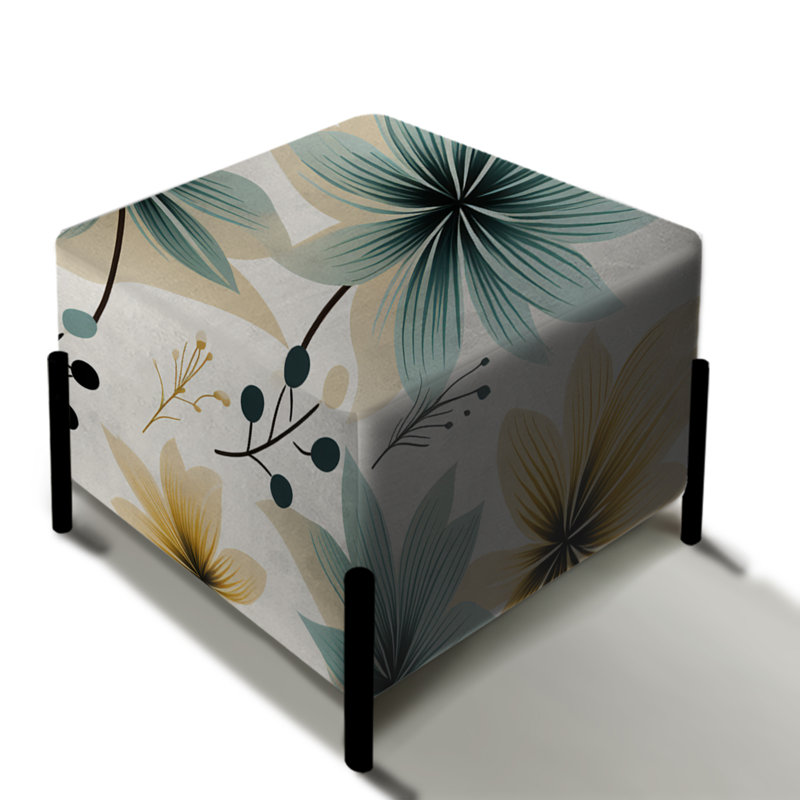 Motif floral élégant sarcelle et beige - Repose-pieds floral carré