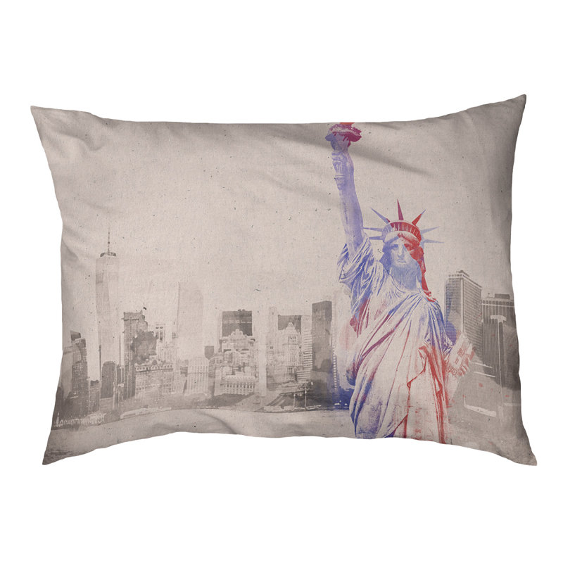 Oreiller statue of liberty designer Burkhardt, L 32,5 po x l 42,5 po, Brun / Noir