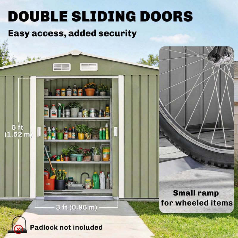 Townsell 4 ft. W x 3 ft. D Metal Garden Shed