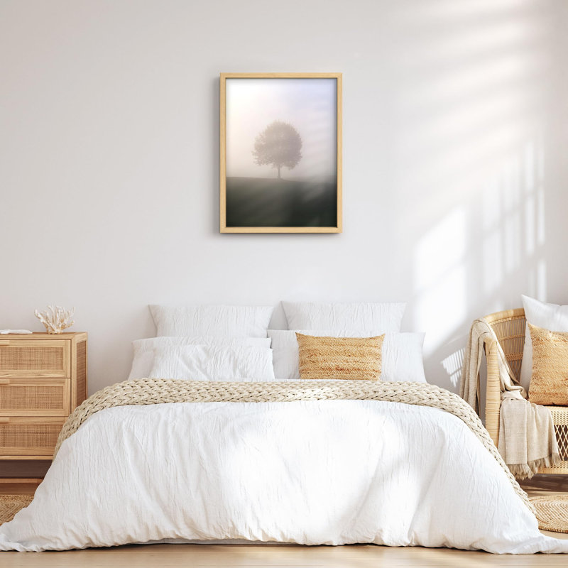 Misty View of Lone Tree in Forest Field Nature Illustration, petit décor, œuvre d'art moderne, Naturel, H 14 po x l 11 po