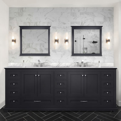 84 po X P 22 po Meuble-lavabo double D 4 portes avec plateau en marbre de Carrare
