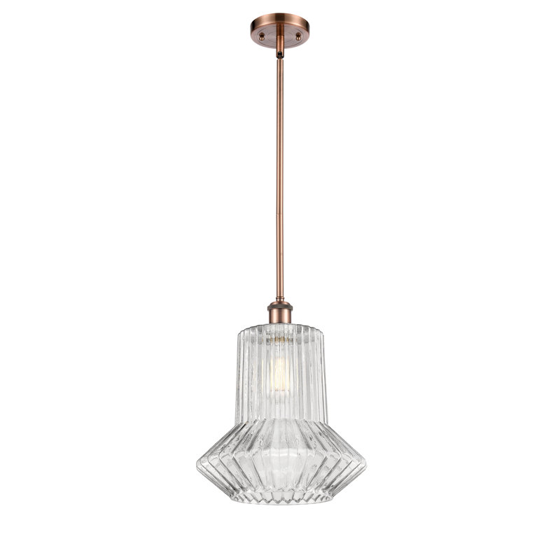 Luminaire suspendu géométrique à 1 lumière Perri, Ampoule DEL 6 watts Vinage, Cuivre antique