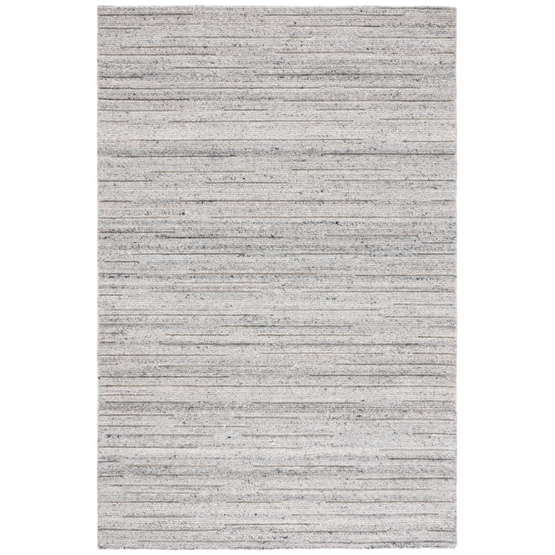 Natura 461 Hand Woven Wool/Cotton No Pattern Rug in Gray, Rectangle 6' x 9'