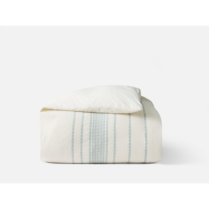 Rippled Stripe Duvet Cover, King/Cal King Duvet Cover, Undyed/Surf