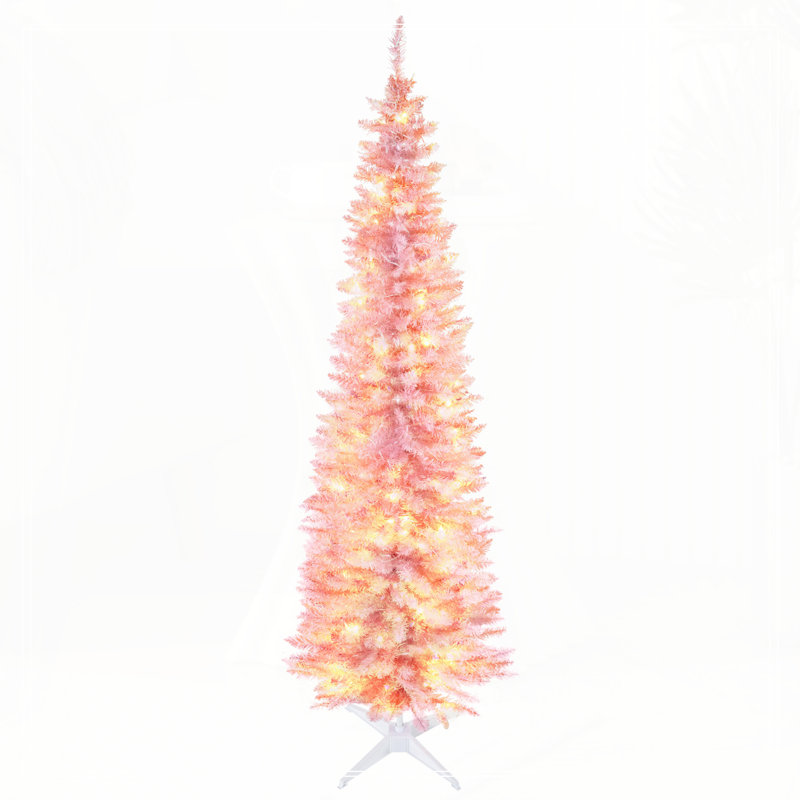 Arbre de Noël artificiel haut 6 pi, H 6 pi , Rose, Illuminée