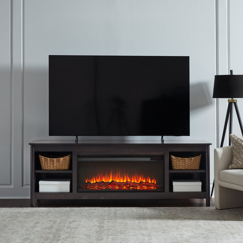 Kells 81" Electric Fireplace TV Stand, Dark Oak